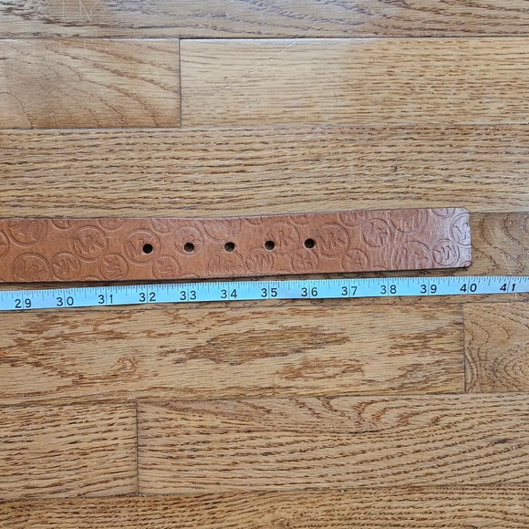 MICHAEL Michael Kors Women's Brown Monogram Embossed Leather Belt Size M - Picture 11 of 12